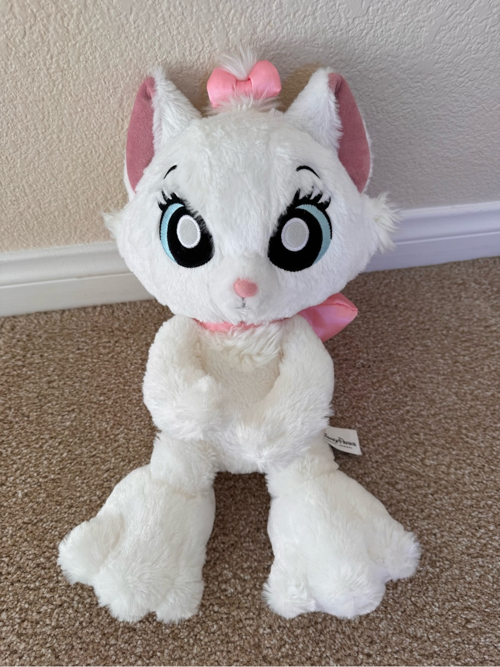 Disney Parks Marie Plush Kitty with Pink Bow and Ear Accents